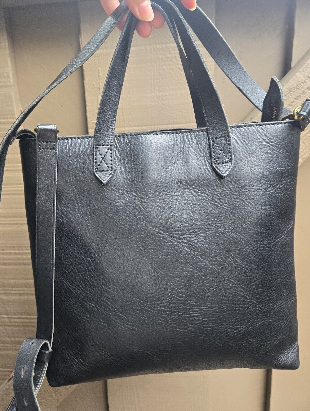 Madewell Zip Top Transport Crossbody Black Leather Tote Small - Picture 8 of 13